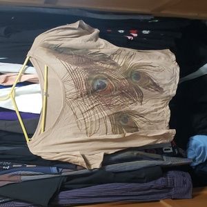 Charlotte Russe M Brown Peacock Crop Top